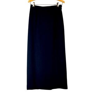 Rena Rowan Petite Navy Blue Maxi Column Skirt Side Zip High Slit 6P